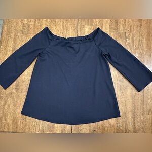 Tuckernuck Navy Long Sleeve Off-Shoulder Top
